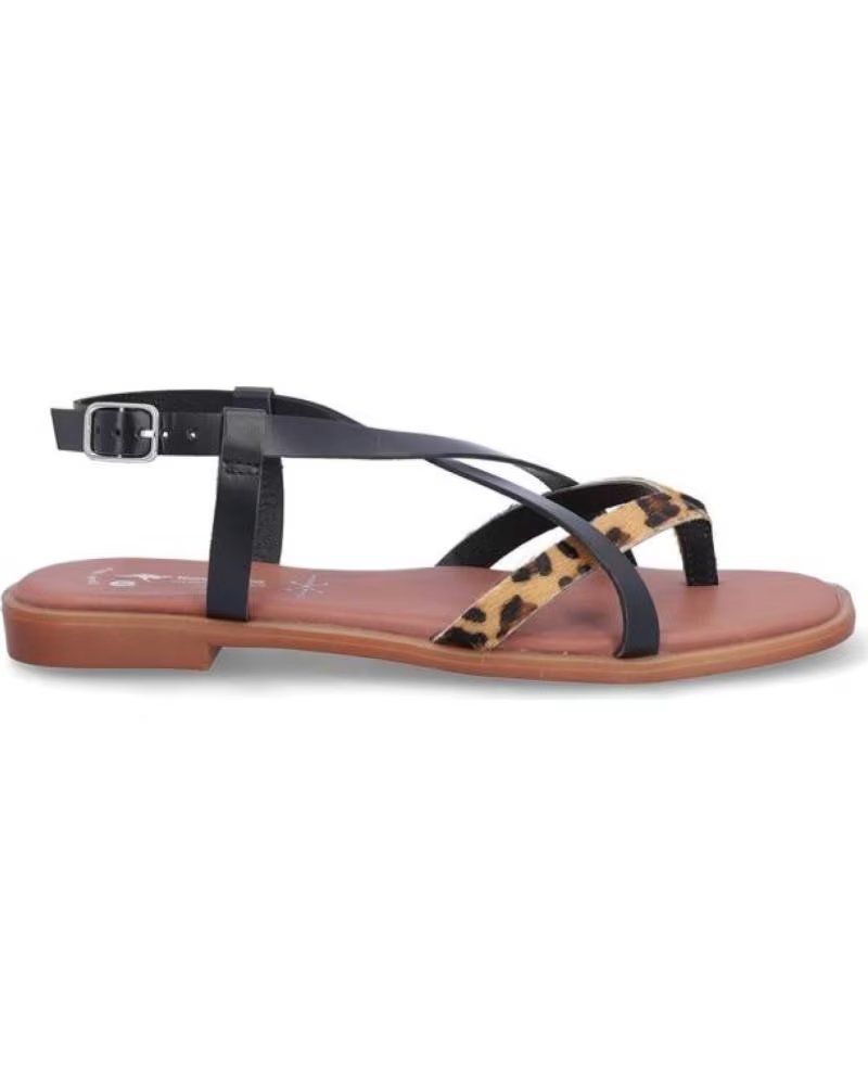 Sandalias Kangaroos con Tiras Cruzadas y Detalle Animal Print Negronegro