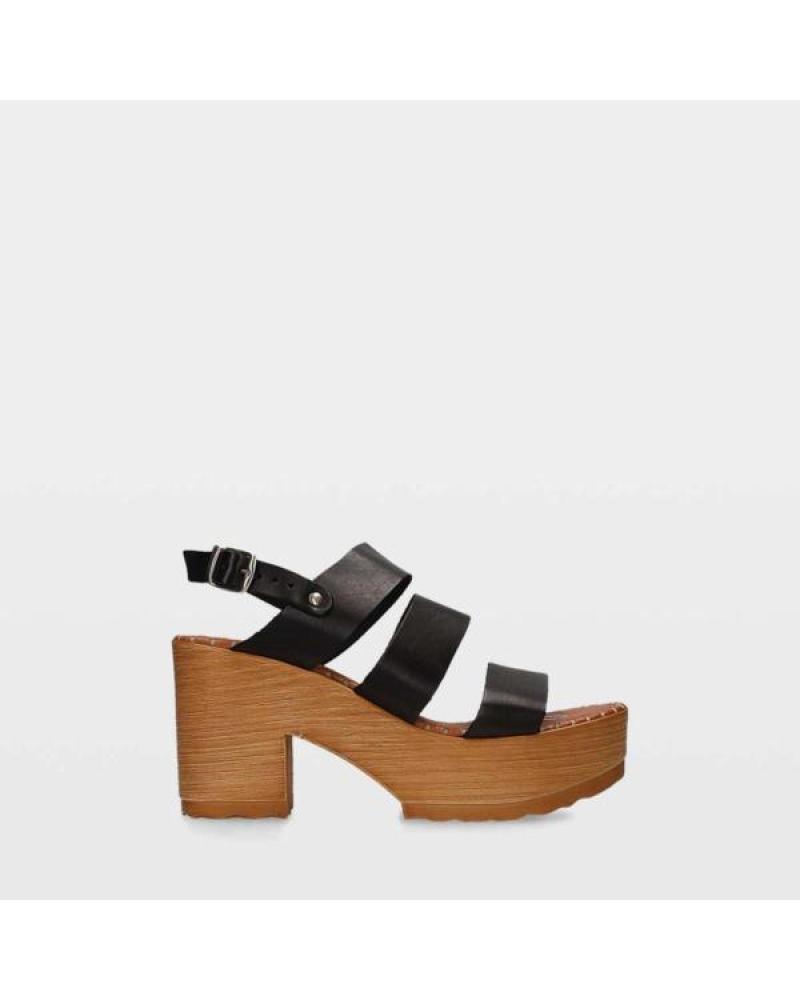 MUSSE & CLOUD SANDALIAS DE TACÓN 1808097 MCFRISA NEGRO CON PLATAFORMA DE MADERA BLACK