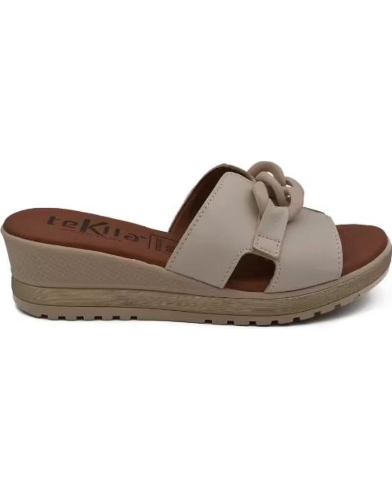 TEKILA SANDÁLIAS DE PELE MODELO 5047 COM CUNHA E ORNAMENTO PARA MULHER VARIOS COLORES