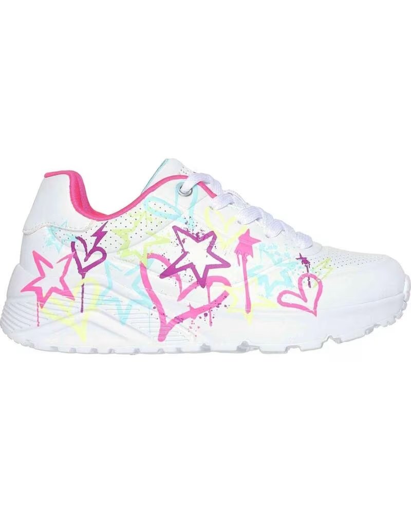 Zapatillas Skechers 310391LWMN con Estampado de Estrellas y Corazones Blanco