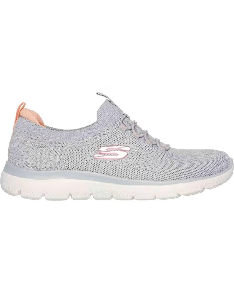 Zapatillas Skechers Summits Gris con Detalles Coral Gray Knit- Pink Trim