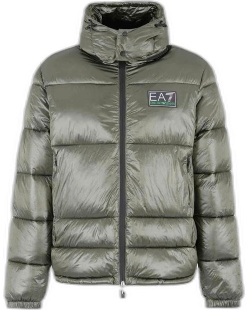 Chaqueta Acolchada EA7 Emporio Armani con Capucha Verde