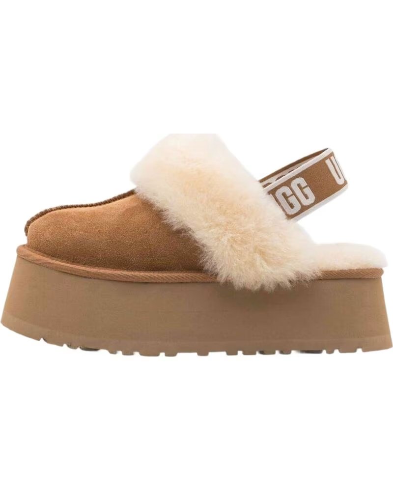 Ugg Funkette Zuecos de Plataforma de Cuero Chestnut