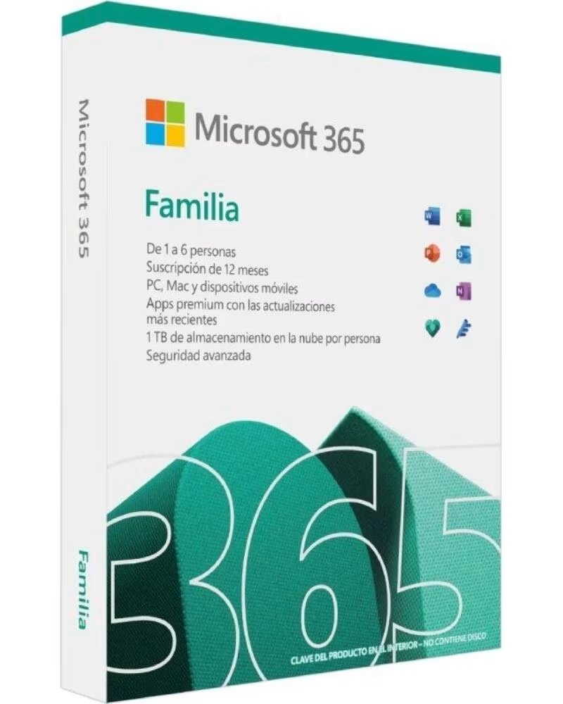 MICROSOFT 365 FAMILIA - SUSCRIPCIÓN 1 AÑO PARA 6 USUARIOS Y 5 DISPOSITIVOS