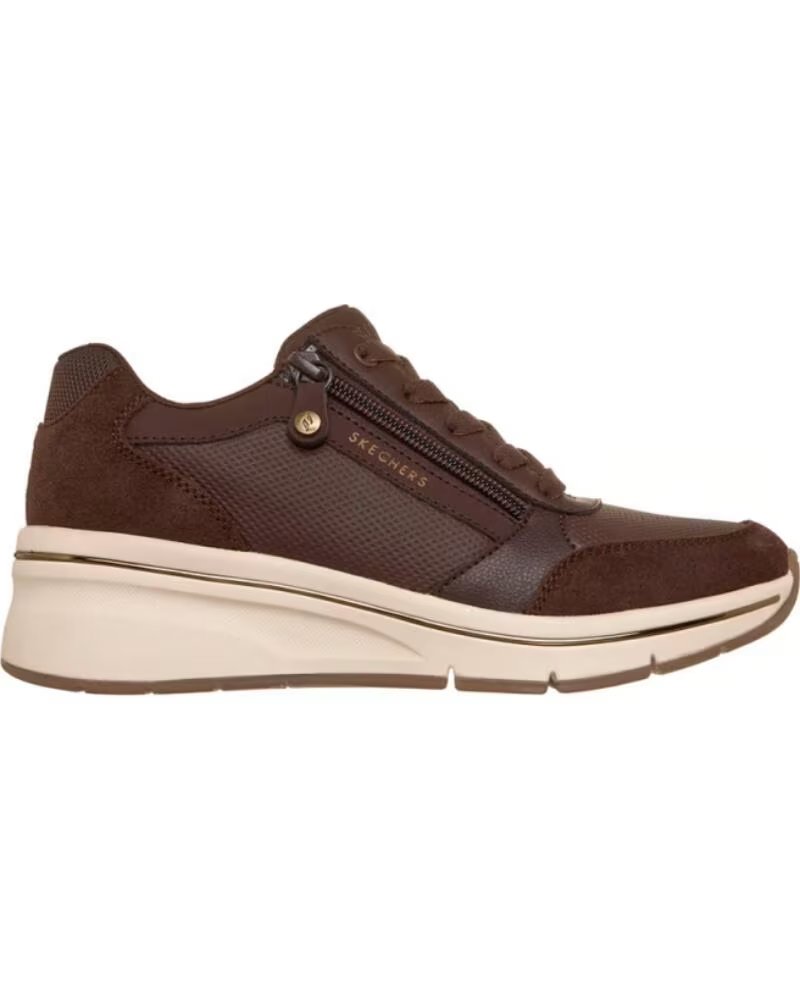 Skechers Zapatillas Billion Flex Luxe Up Chocolate Duraleather Suede Mesh Marrón