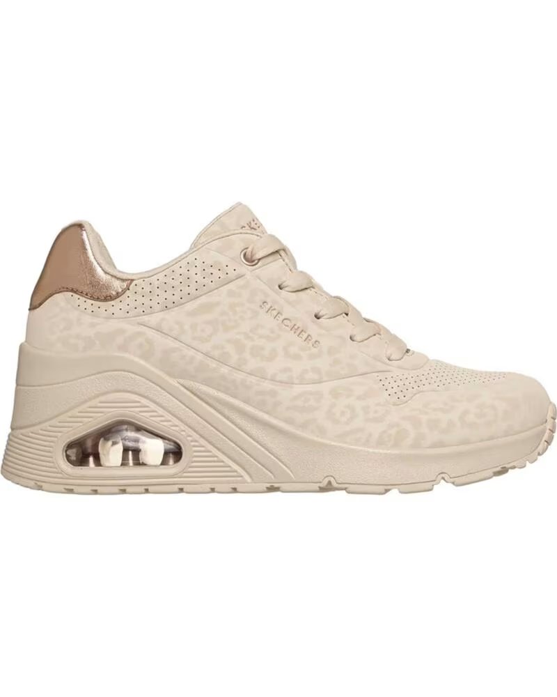 Skechers Zapatillas Uno Wedge Safari Daze Off White Rose Gold Beige