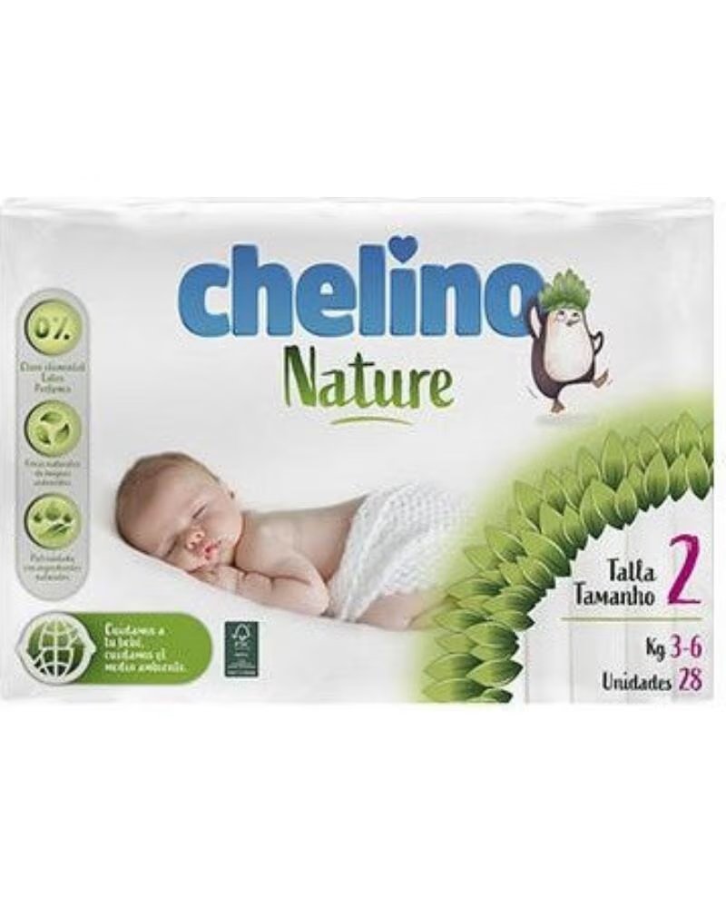 PAÑALES CHELINO NATURE TALLA 2 3-6 KG 28 UNIDADES