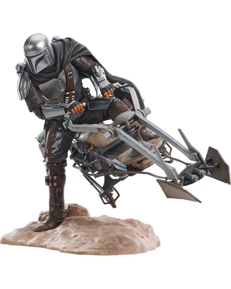 Diamond Select Toys Figura Collection Star Wars The Mandalorian Premier Din Djarin en Moto Speeder 23CM