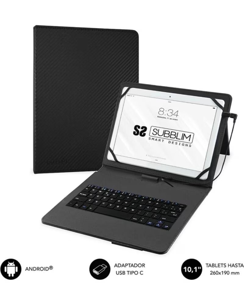 SUBBLIM FUNDA CON TECLADO KEYTAB PRO USB PARA TABLETS DE 96 A 11 PULGADAS