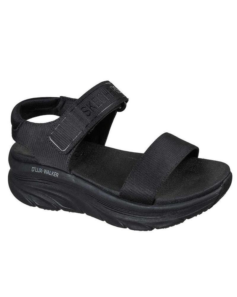 SANDALIAS SKECHERS D´LUX WALKER CON VELCRO PARA MUJER NEGRO
