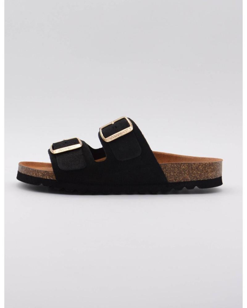 SANDALIAS PLANAS BIO AUTENTI 747 NEGRAS CON HEBILLAS DE SERRAJE NEGRO