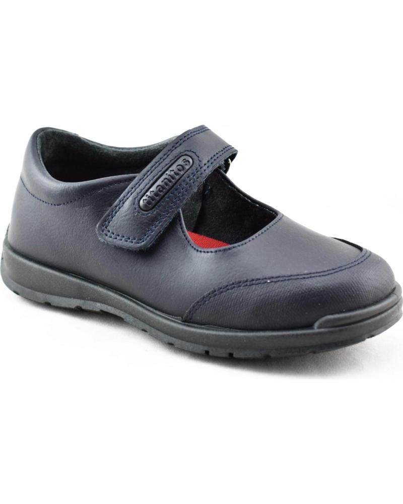 Sapatos de Menina TITANITOS COLEGIAL DE PIEL LAVABLE CON PUNTERA RE MARINO