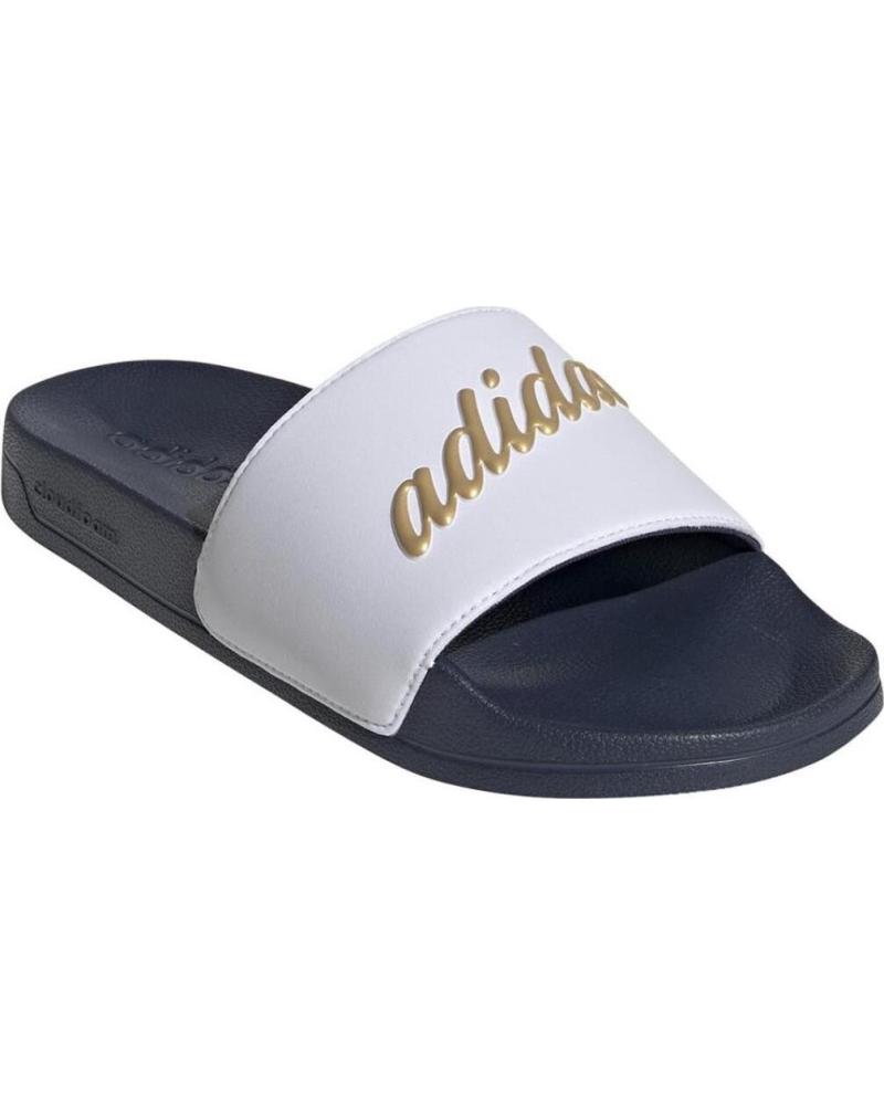 ADIDAS CHANCLAS ADILETTE SHOWER GZ5930 AZUL MARINO Y BLANCO CON LOGO DORADO AZUL