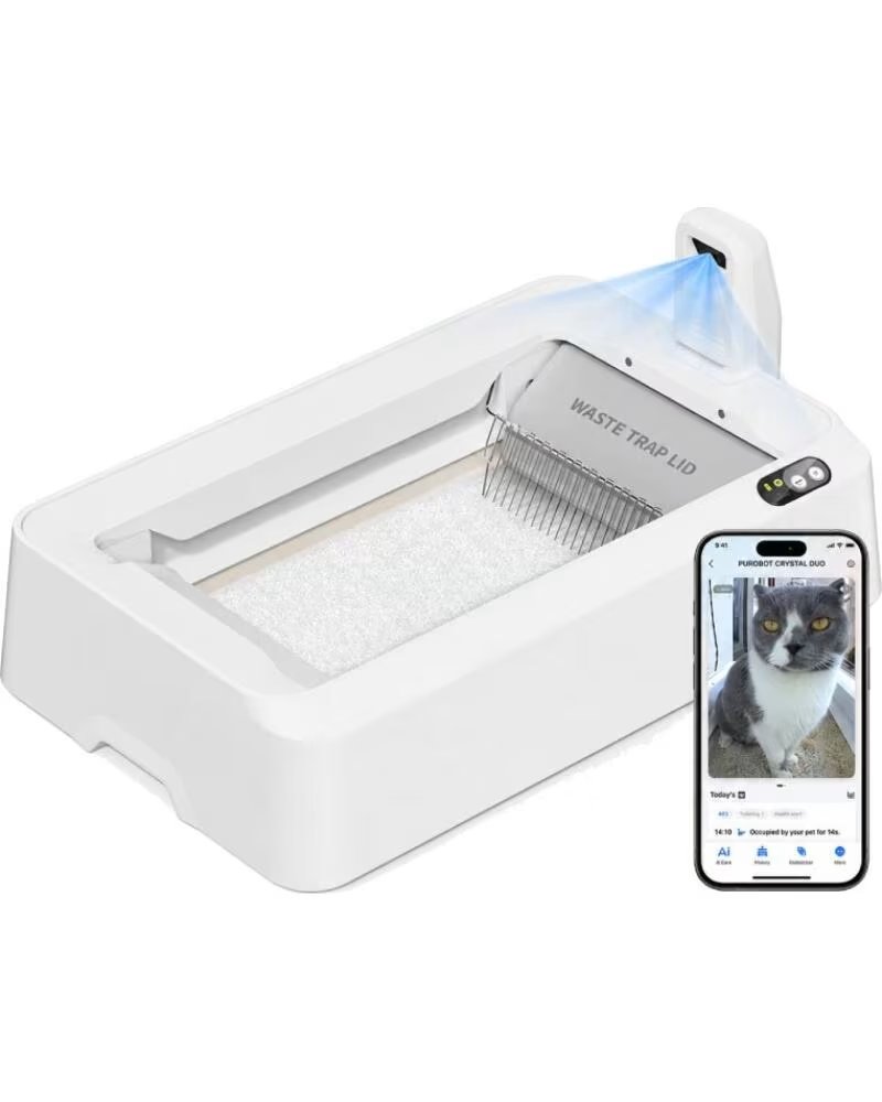 Petkit Arenero para Gatos Autolimpiable Purobot Crystal Duo con Cubierta Control Desde App Blanco