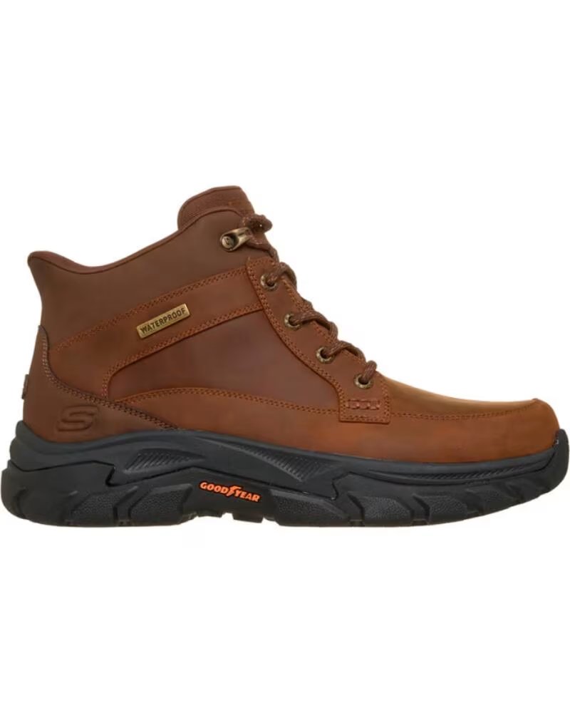 Skechers Botas Hombre Slip-ins Waterproof Relaxed Fit Cuero Marrón