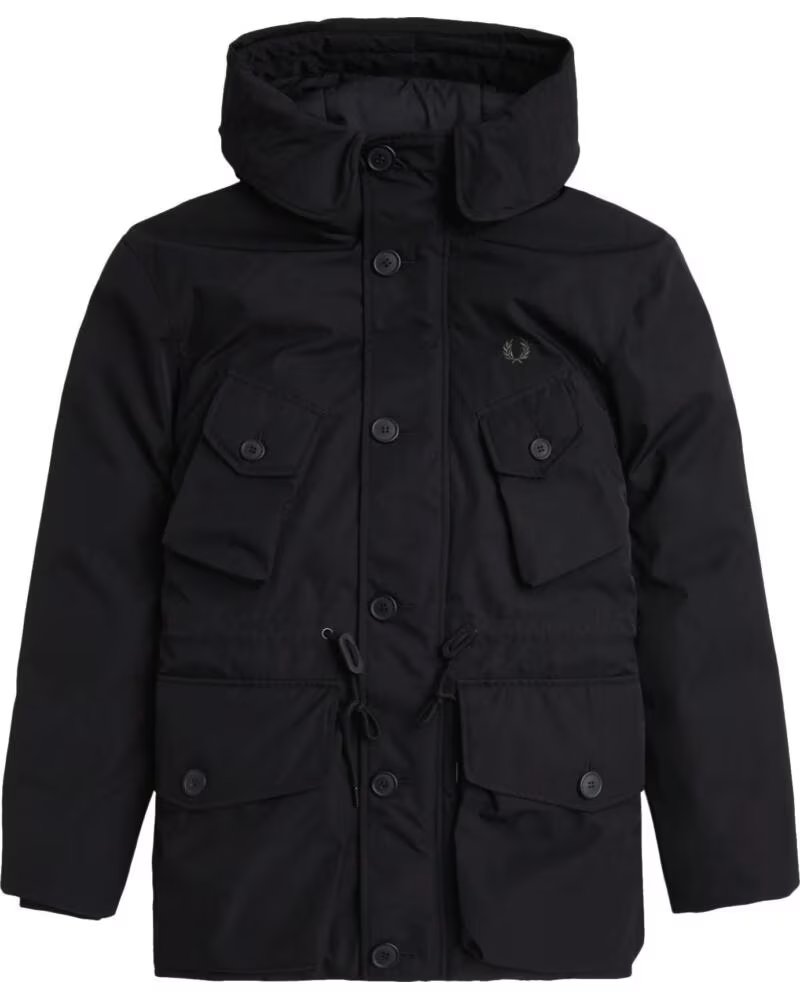 Chaquetas Acolchadas Fred Perry con Bolsillos de Parche en Negro Black