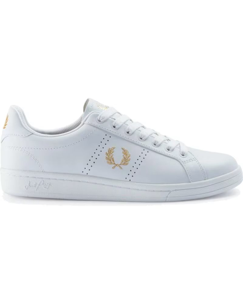 Zapatillas Fred Perry B721 Leather B6312 Blancas y Doradas White