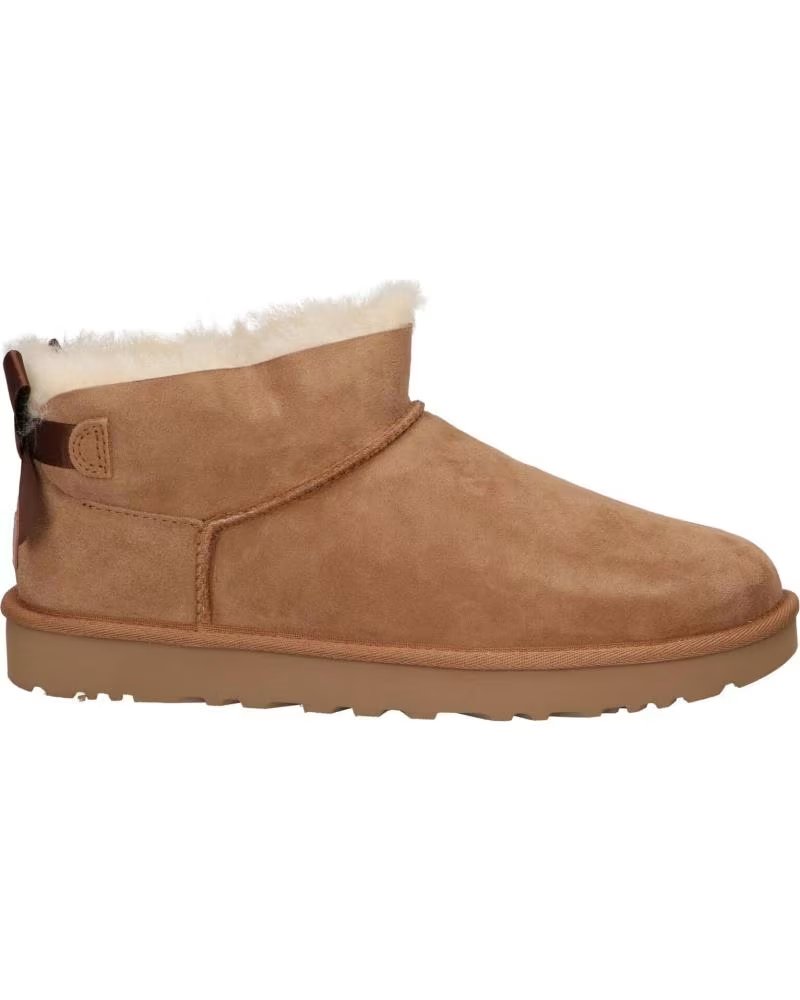 Ugg Botines Planos W Ultra Mini Bailey Bow 1185491 Cuero Marrón Chestnut