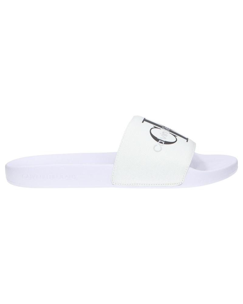 CHANCLAS CALVIN KLEIN SLIDE MONOGRAM YM0YM00061 BLANCAS YBR WHITE
