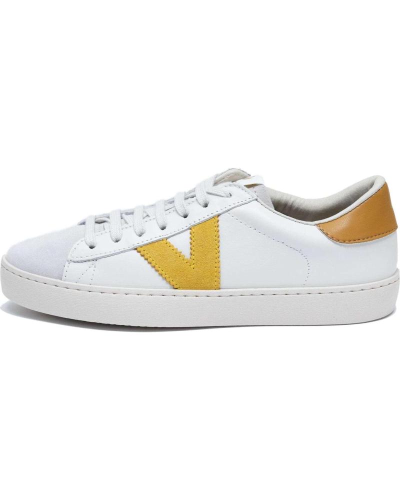 VICTORIA BERLIN 1126142 - DEPORTIVAS BLANCAS CON V MOSTAZA EN PIEL Y SERRAJE MOSTAZA