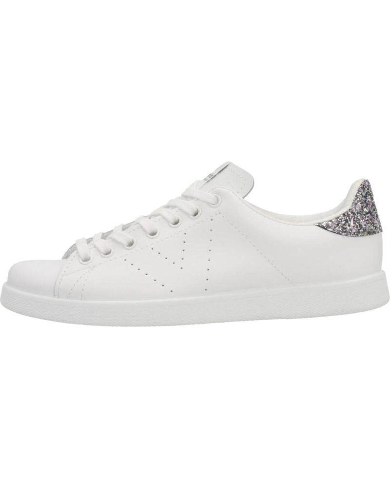 VICTORIA ZAPATILLAS 1125104 DE PIEL BLANCAS CON TALÓN GLITTER ANTRACITA BLANCO