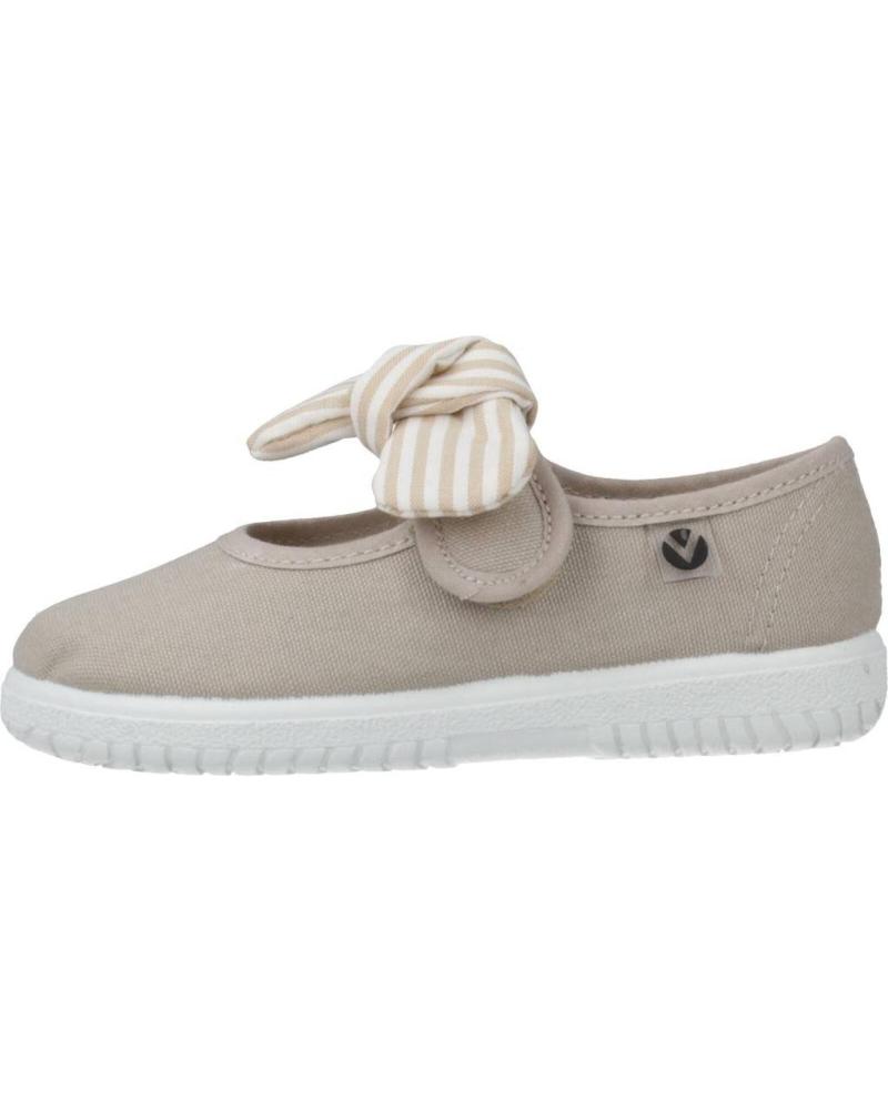 VICTORIA MERCEDITAS LONA BEIGE CON VELCRO Y LAZO RAYADO - MODELO 105110 BEIGE