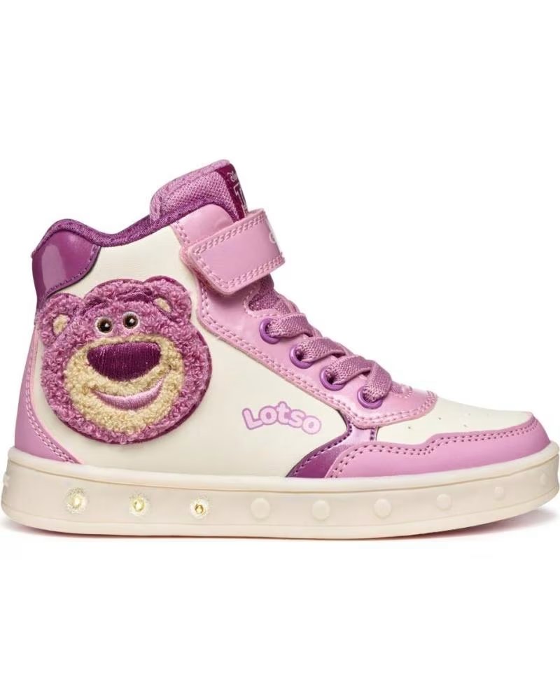 Geox J Skylin Zapatillas Altas Infantiles con Luces Led y Diseño Lotso C8F1M Dk Pink-lt Ivory