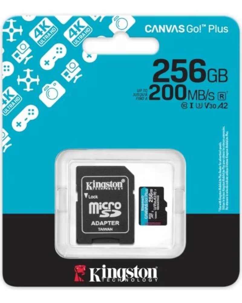 KINGSTON MICROSD CANVAS GO PLUS SDCG4/256GB 256GB 200 MB/S CON ADAPTADOR SD