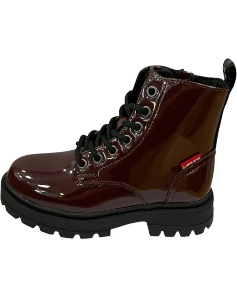 Levis Pasadena Refresh 120S Botines con Cordones Efecto Charol Burdeos Rojo