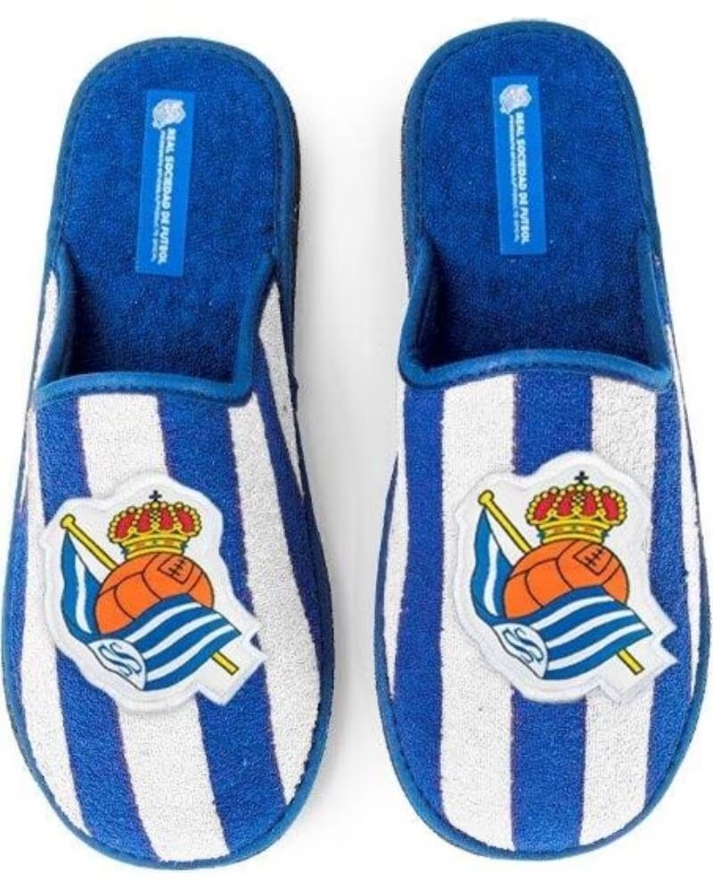 Marpen Zapatilla de Estar por Casa Real Sociedad Rizo Bicolor Suela Ligera Azul-blanco