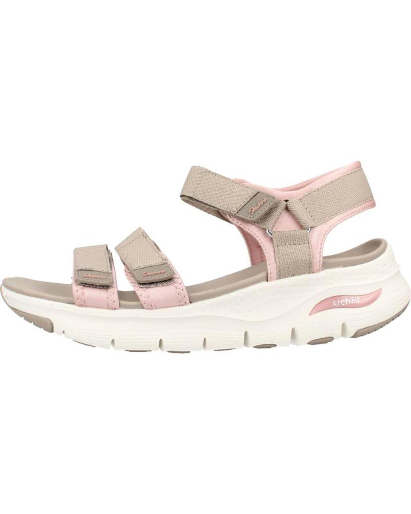 SKECHERS SANDALIA MUJER BLOOM 119305 BEIGE CIERRE VELCRO MARRON