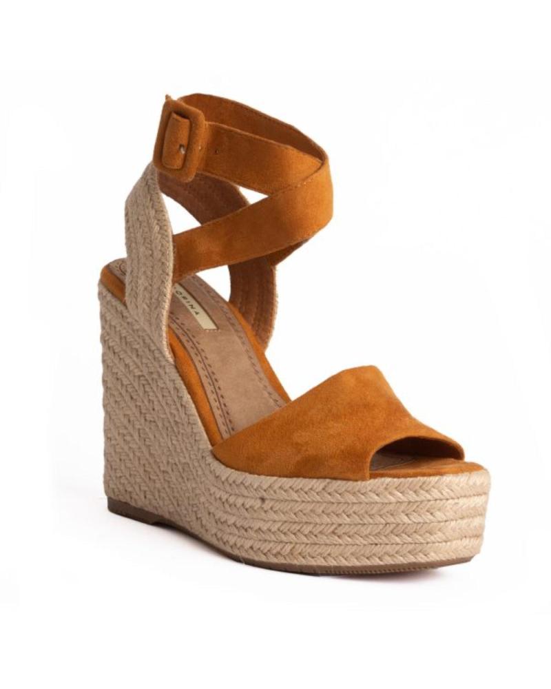 SANDALIAS DE CUÑA CORINA M3395 MARRÓN CUERO CUERO