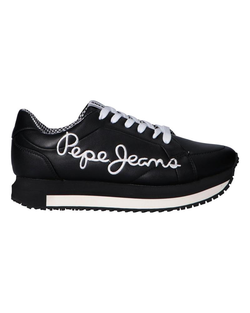 ZAPATILLAS PEPE JEANS ZION PLS30907 NEGRAS CON CORDONES BLANCOS 999 BLACK